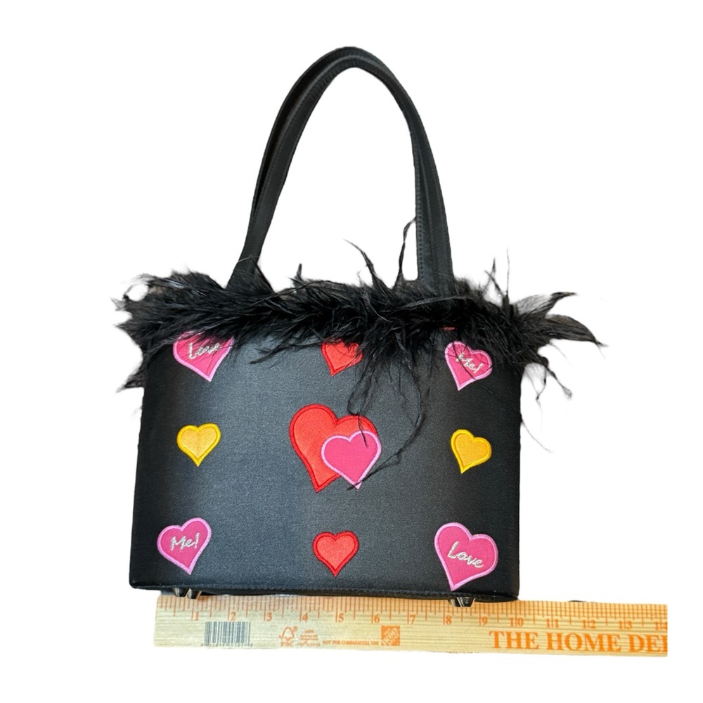 Black Feather Heart Love + Lover Shoulder Bag Purse - Picture 4 of 6